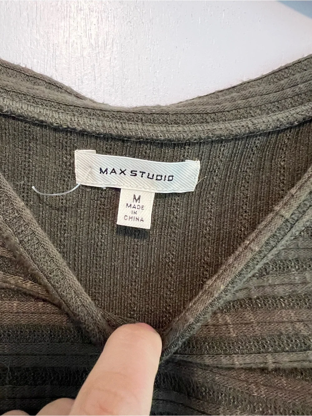 Max Studio Olive Ribbed Knit Dress - Picture 3 of 5